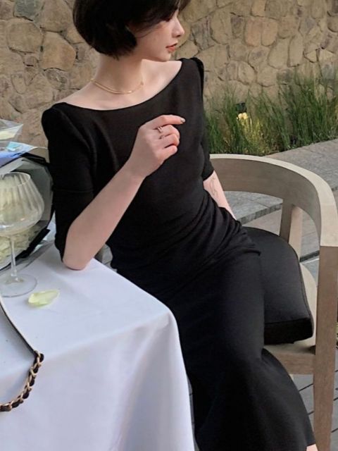 Midi O-Neck Empire Sheath Tea Dress